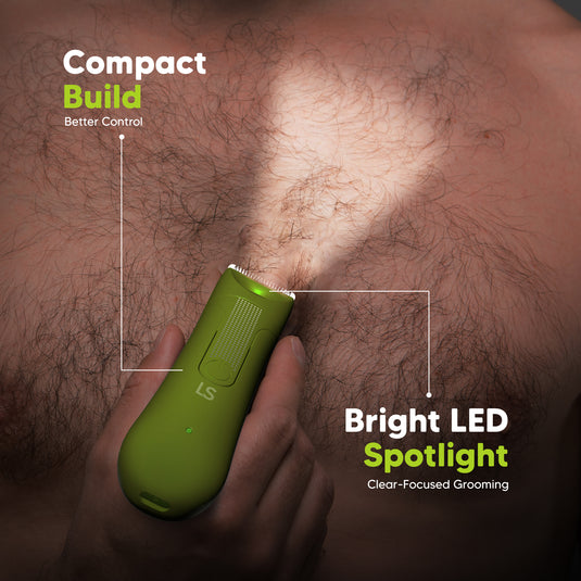 LetsShave Trimmer Men for Private Parts | Waterproof Body Groomer with Skin-Safe Ceramic Blades | LED Spotlight | Groin Trimmer, Body Trimmer for Man, Body Groomer for Men