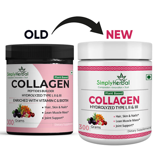 Simply Herbal Plant-Based Collagen Powder Peptide Builder With Vitamin C, Silica, & Biotin –300gm