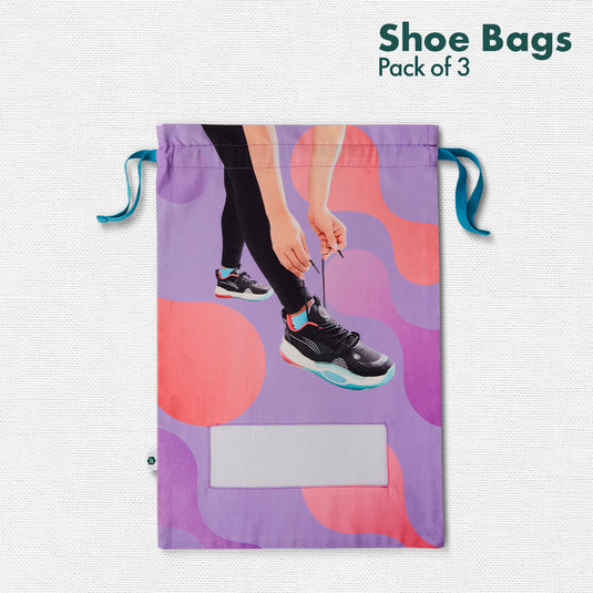 Sneaker Club! Family Shoe Bags, 100% Organic Cotton, Pack of 3