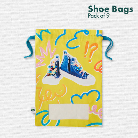 Modern Family! Family Shoe Bags, 100% Organic Cotton, Pack of 9