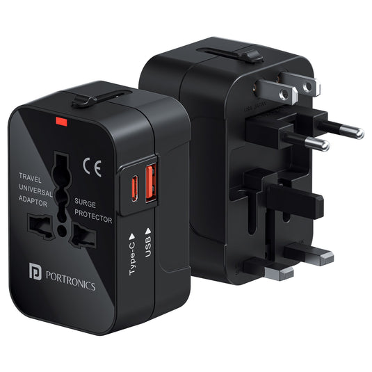 Portronics Juicemate 20W Type-C PD outlet for fast charging of USB-C devices| Universal travel adapter for smart devices