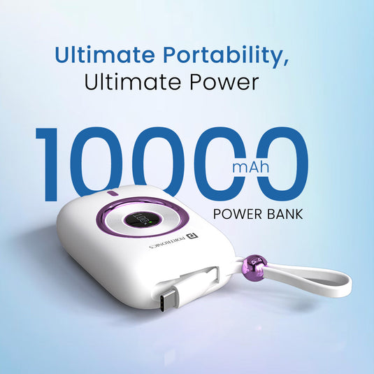 White Portronics Power Shutter pro best 10000mah 35w magnetic power bank for Iphone| best wireless power bank at