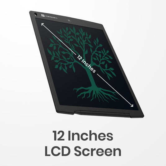 Black Portronics Ruffpad 12 12-inch re-writeable LCD Writing pad| best writing pad in the market at best price