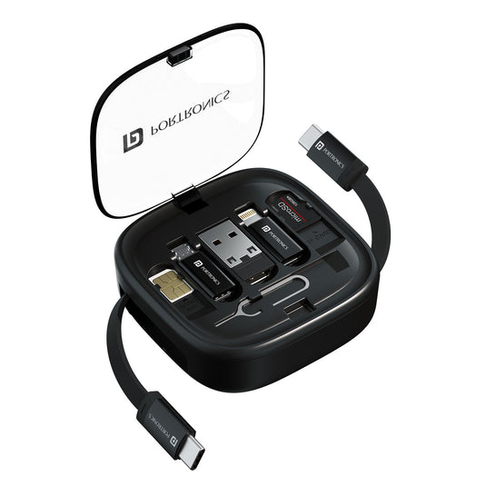 Portronics Snapcase 2 Fast Charging cable | Compact Storage |Multiple Connectors | Portable mobile holder| type c to type c cable