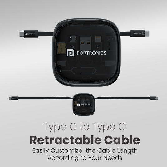 Portronics Snapcase 2 come with type c to type c retractable cable| type c to type c cable for Iphone