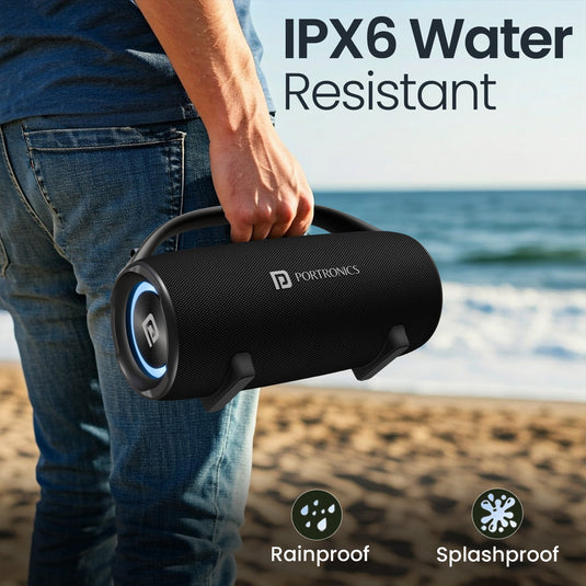 Portronics Thunder 2.0 60W hd sound party speaker come with leather finish integrated handle| Wireless party speaker| Party speaker| Speaker for party