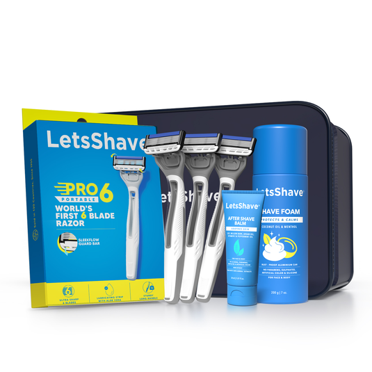 LetsShave Pro 6 Premium Portable Shaving Kit For Men | Complete combo kit