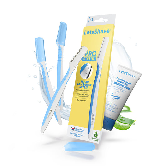 LetsShave Multi-Care Beard Pen Styler Razor for Men and Transaparent Shave Gel 15 Ml