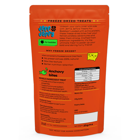 Freeze-Dried Anchovies Cat Treats – Pure Single-Ingredient Protein for Active Cats, All Natural & Suitable for Cats of All Ages