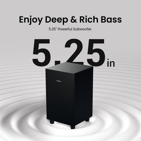 Portronics Wireless Soundbar with Sub woofer 5.25inches Pure Sound Pro X1. Black
