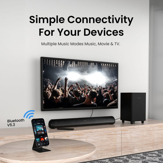 Portronics Bluetooth Soundbar with Sub woofer Pure Sound Pro X1 compatible for fast connectivity. Black