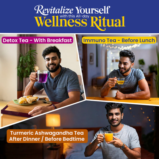 Man Deserves Vitality Pack | Detox, Immuno, and Turmeric Ashwagandha Herbal Infusion