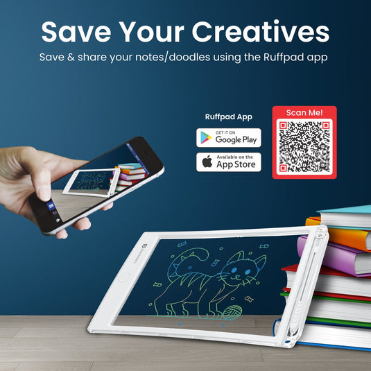White Portronics Ruffpad One LCD Writing Pad with Transparent Screen save your creativity