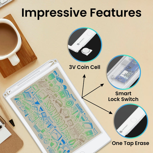 White Portronics Ruffpad One Digital Writing Pad with Transparent Screen and many feature