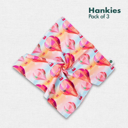 Out Of Town! Men's Hankies, 100% Organic Cotton, Pack of 3