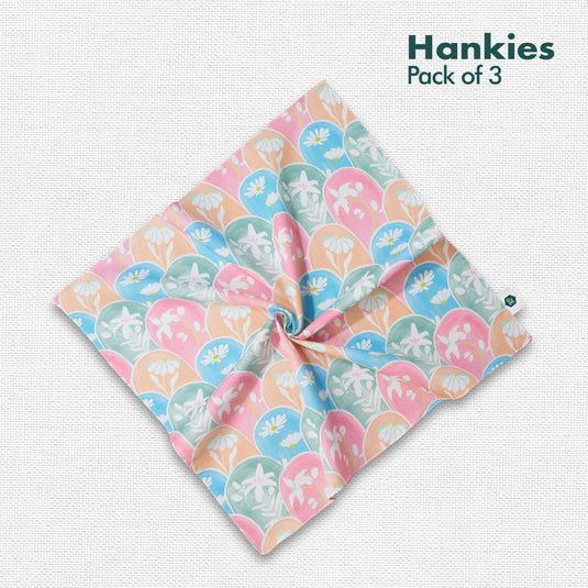 Summer Vibes! Men's Hankies, 100% Organic Cotton, Pack of 3