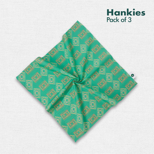 Let’s Rewind! Men's Hankies, 100% Organic Cotton, Pack of 3
