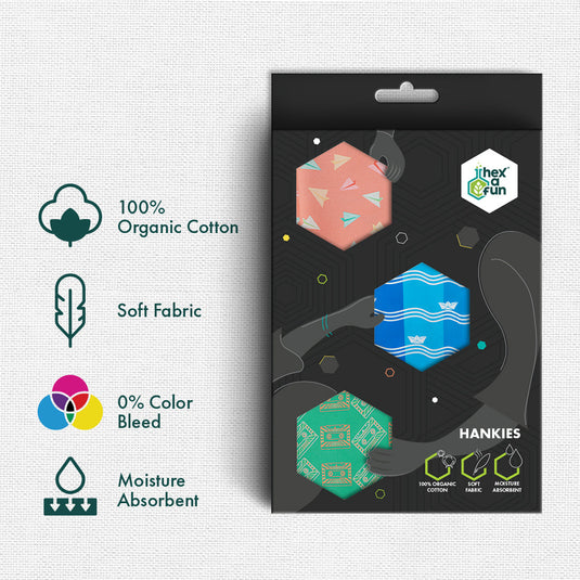 Let’s Rewind! Men's Hankies, 100% Organic Cotton, Pack of 3