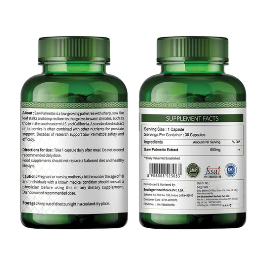 Simply Herbal Saw Palmetto Extract Prostate Health & Hair Growth 800mg -30 Capsules