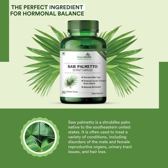Simply Herbal Saw Palmetto Extract Prostate Health & Hair Growth 800mg -30 Capsules