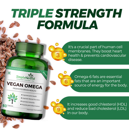 Simply Herbal Vegan Omega 3 Extract (DHA 10%) for Brain Function 500mg - 60 Capsules