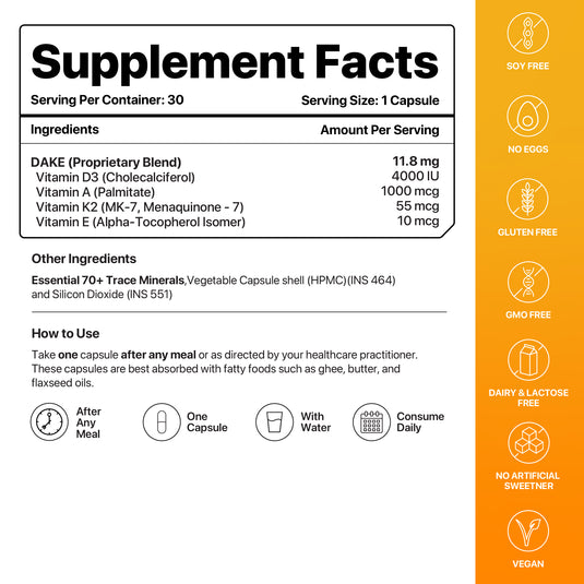 DAKE® | Multivitamin D3, K2 (MK-7), A & E