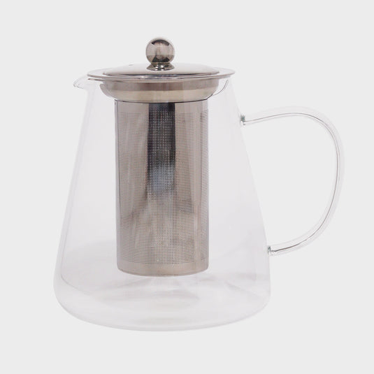 Tall Glass Teapot Kettle with Stainless Steel Infuser & Lid