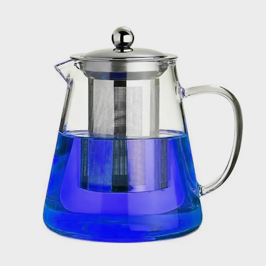 Tall Glass Teapot Kettle with Stainless Steel Infuser & Lid