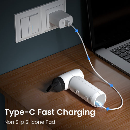 Portronics Tez handheld vacuum with integrated type c fast charging and non slip silicone pad