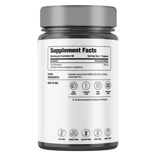 Trans Resveratrol 250mg | 99% Pure Japanese Knotweed Extract | 60 Capsule - Decode Age