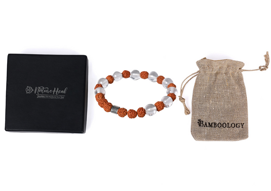 Quartz Crystal and Rudraksha Stone Gemstone Bracelet