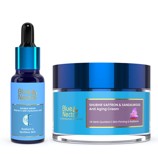 Ayurvedic Face Serum Vitamin C and Anti Aging Saffron Cream with Hyaluronic Acid for Dark Spot on Face