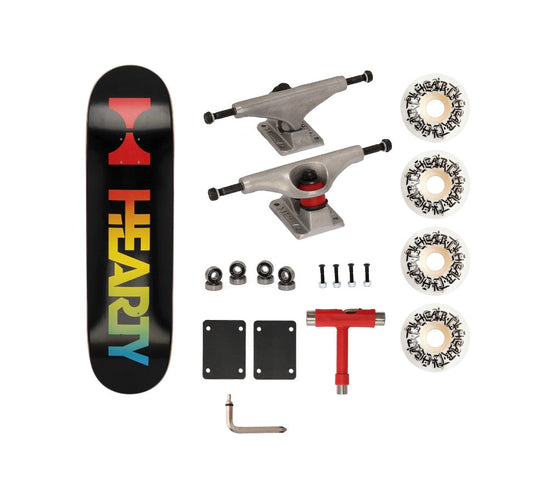 Hearty Pro-Complete Skateboard Pack- Unassembled- 8.0" -Neon Logo Black