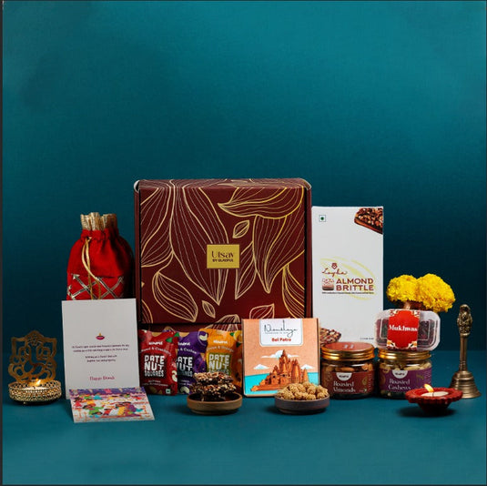 Diwali Utsav Gift in Utsav by Gladful Maroon Box - 10 Products