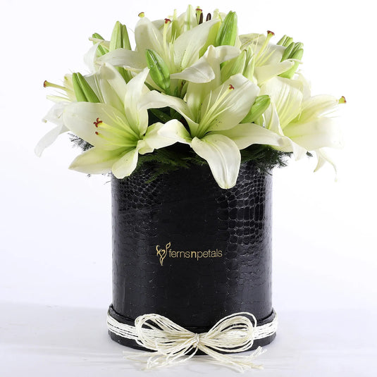 FNP- White Asiatic Lilies In FNP Signature Box