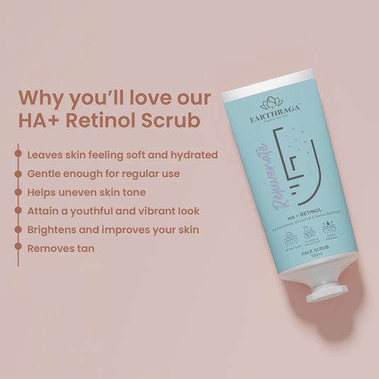 Earthraga HA + Retinol Face Scrub 100 ml | Exfoliates, Hydrates and Boosts Skin Radiance