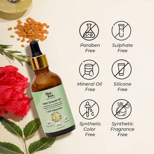 Hair Growth Oil - Potent Actives like Ceramides, Vitamin C & 16 Botanical Oils (Jaborandi, Gotu Kola & more) a mixture of champi with potent actives