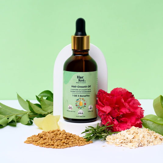 Hair Growth Oil - Potent Actives like Ceramides, Vitamin C & 16 Botanical Oils (Jaborandi, Gotu Kola & more) a mixture of champi with potent actives