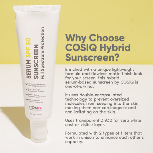 India’s Only Hybrid, Serum-Based Sunscreen- SPF 50 - CosIQ