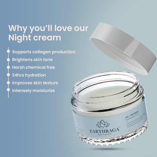 Earthraga HA+Retinol Night Cream with Niacinamide & Aquaxyl 50 gm