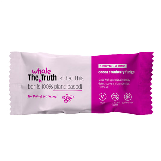 The Whole Truth - Energy Bars | Cocoa Cranberry Fudge | Pack of 6 x 40g