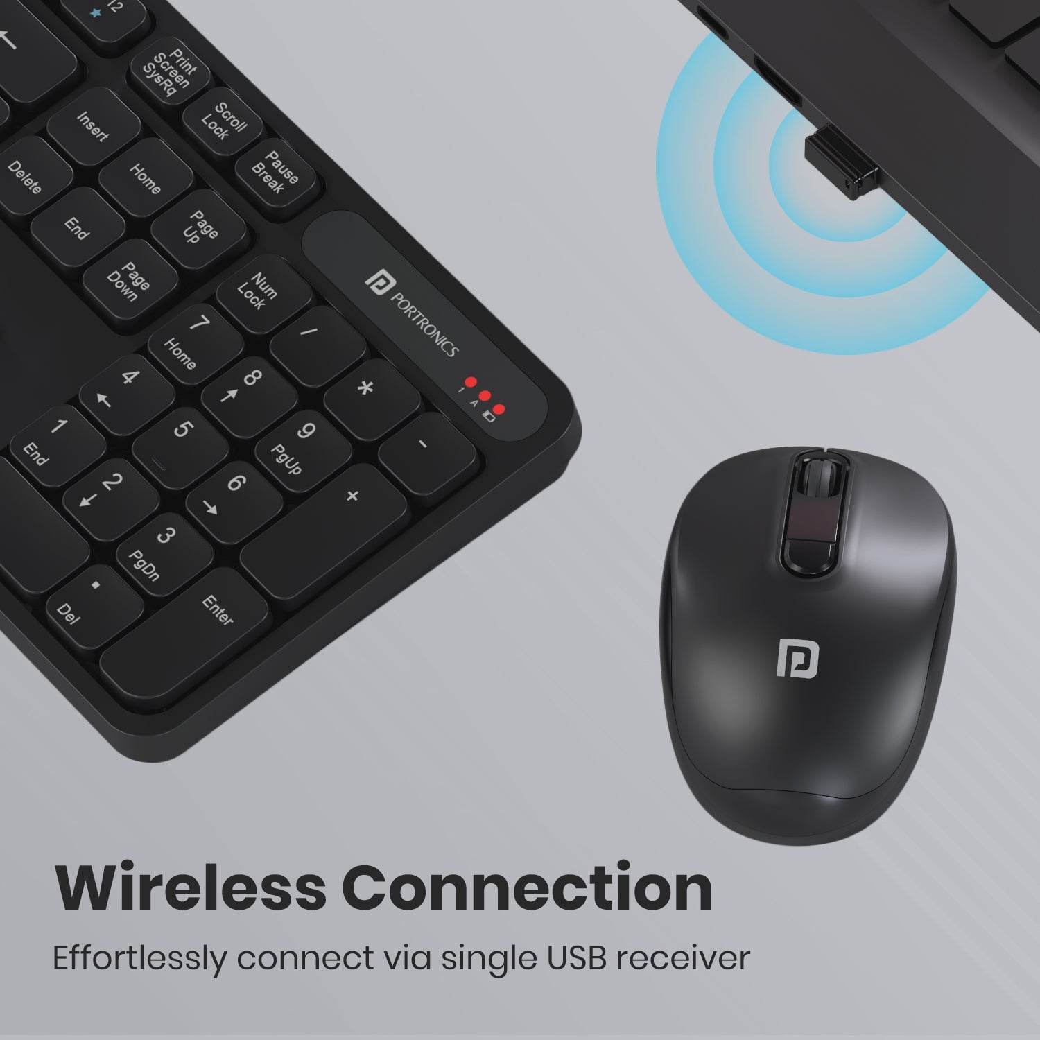 Portronics Key8 Wireless Keyboard has silent keypad feature| Mouse & keyboard Combo for laptop