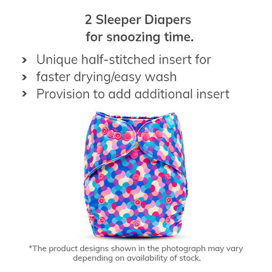 Super Fresh 24x7 Comfort Combo (13-36 Months) - 6 Piece Pack with Diaper Cover, Pocket Diaper & Sleeper Diaper (6 Inserts)