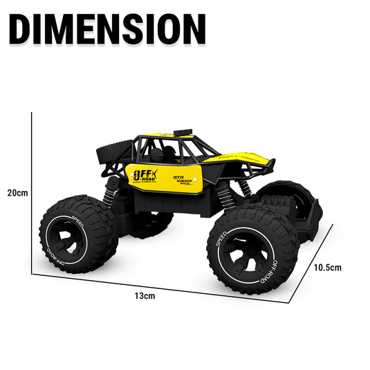 CUBIKS Remote Control Car Toy - Yellow | LED Head Lights | Ideal for Kids | USB Rechargeable | Best for Birthday Gift | High Speed Toy