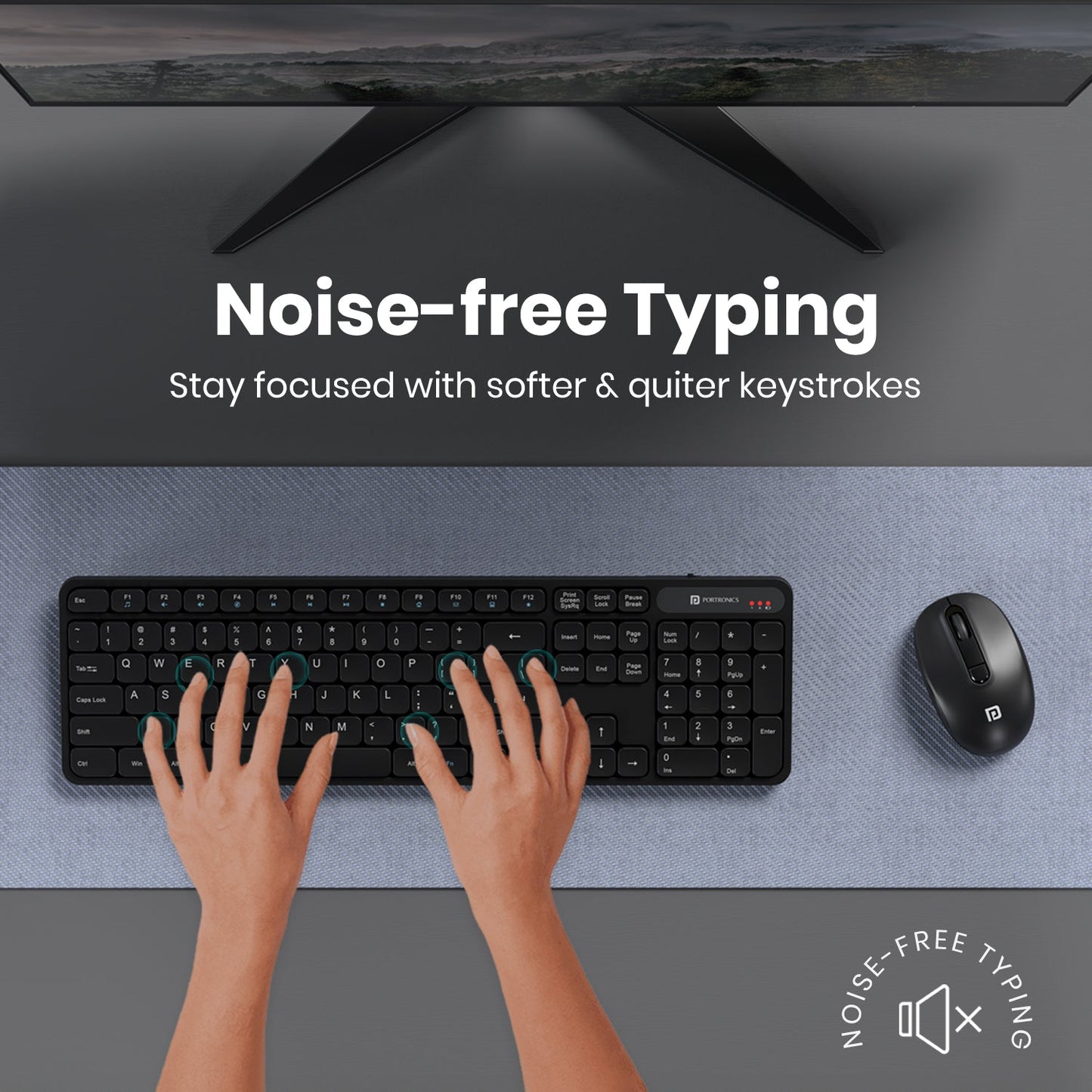 Portronics Key8 Wireless Keyboard has silent keypad feature| Mouse & keyboard Combo for laptop