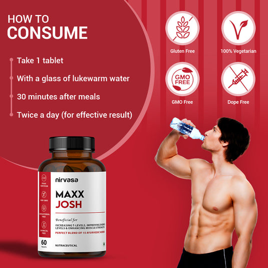 Nirvasa Maxx Josh Testosterone Booster Tablets (60 Tabs)