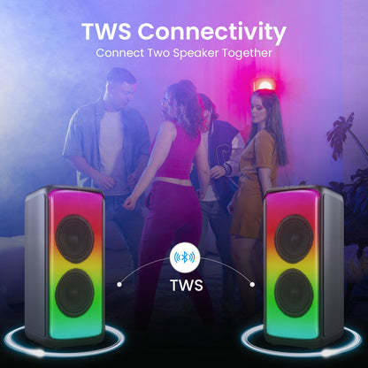 Portronics Iron Beats portable party speaker | Bluetooth party speaker with tws connectivity| 250w party speaker| wireless party speaker| Portable wireless Speaker| TWS Speaker. Black