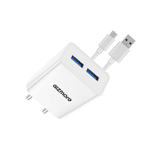 GIZMORE PA604C PRO 5V/2.4A Fast Charging Adapter with Inbuilt Type-C Cable