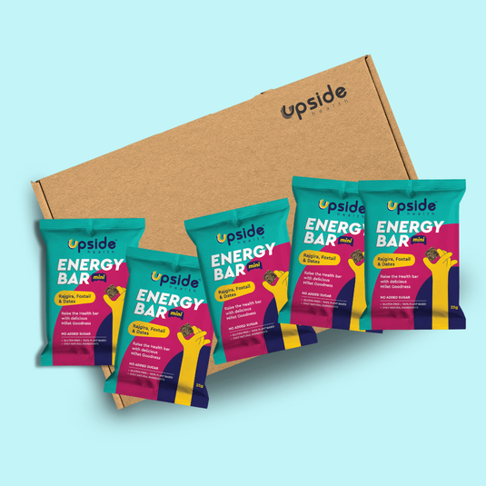 Upside Health Millet Energy Bar Bites (Pack of 5, 125g) - Almonds, Rajgira, Dates & Foxtail - No Added Sugar - Gluten Free - Plant Based Bar for Vegan