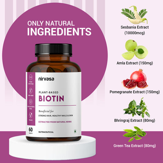 Nirvasa Plant-Based Biotin Tablets (60 Tabs)